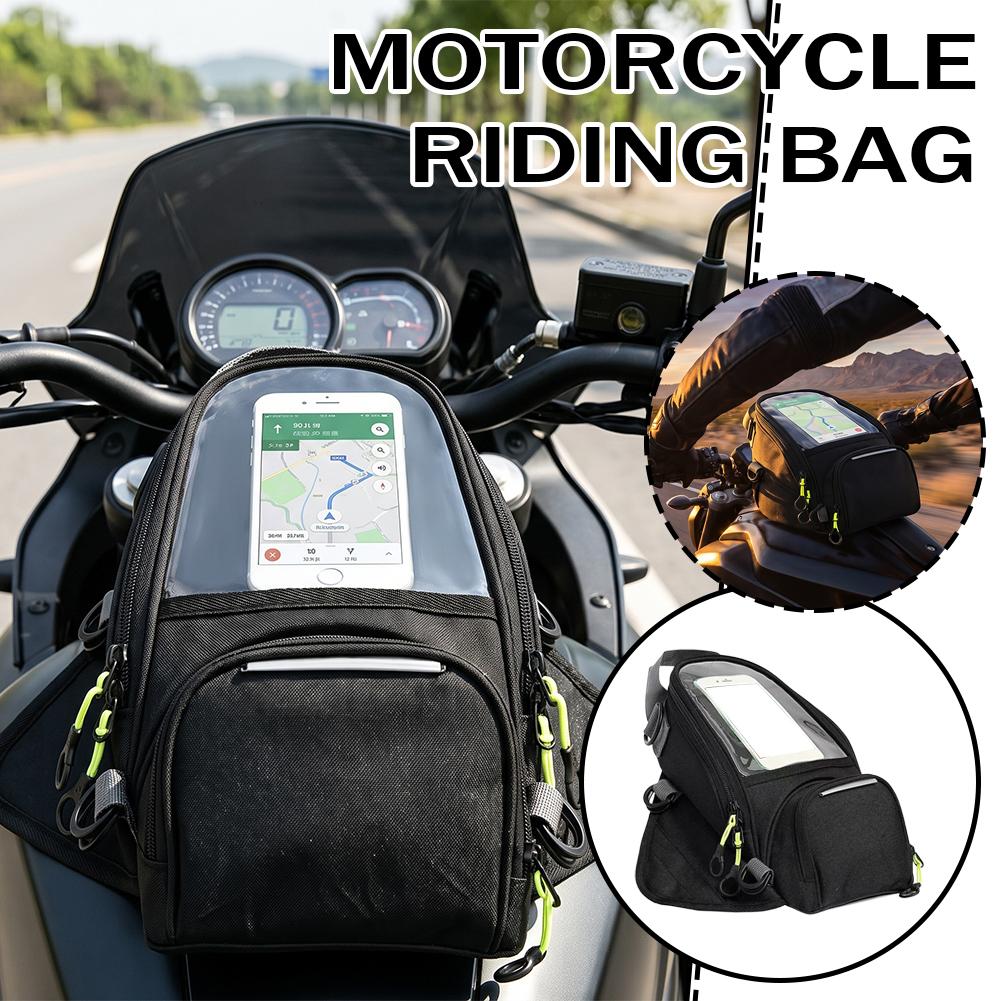 Motorcycle Gear Bag - กระเป๋าติดถังน้ำมันสำหรับขี่มอเตอร์ไซค์ กระเป๋าติดถังน้ำมันแบบแม่เหล็กพร้อมหน้าต่างสัมผัสหน้าจอโทรศัพท์ กันน้ำ กระเป๋าเก็บของสำหรับขี่มอเตอร์ไซค์
