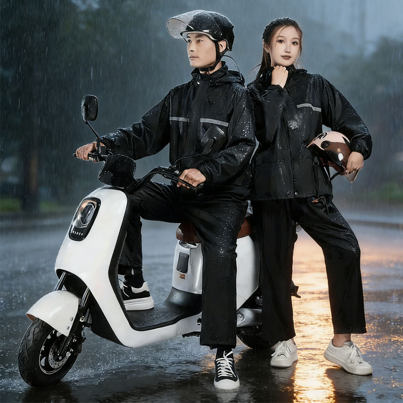 Motorcycle Gear Full Suit - ชุดกันฝนแบบสะท้อนแสงสำหรับมอเตอร์ไซค์ ป้องกันพายุทั้งตัว แบบแยกชิ้น สำหรับผู้ใหญ่ ขี่จักรยานยนต์ จัดส่งสินค้า