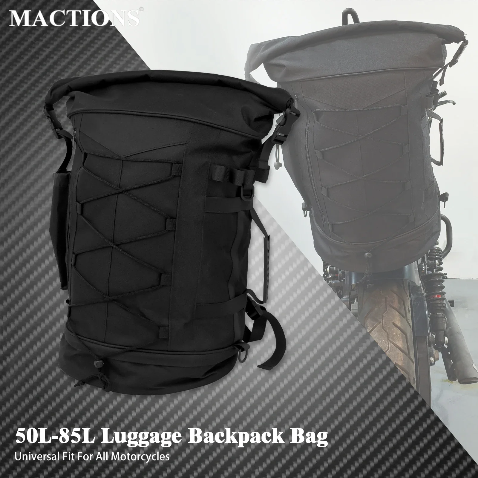 Motorcycle Gear Warehouse - กระเป๋าติดท้ายมอเตอร์ไซค์อเนกประสงค์ กระเป๋าสะพายหลังแบบมีพนักพิง กระเป๋าติดแร็คท้ายรถ กระเป๋าเป้สะพายหลังอเนกประสงค์สำหรับกิจกรรมกลางแจ้ง พร้อมสายรัด