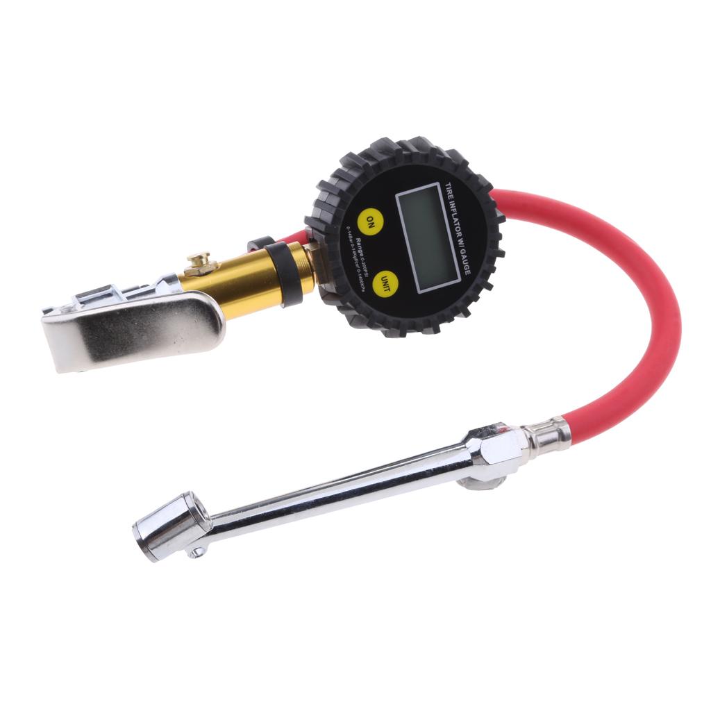 Tyre Pressure Gauge - เครื่องเติมลมยางดิจิตอลพร้อมจอแสดงผล LCD เกจวัดแรงดันความแม่นยำสูง สำหรับรถยนต์ รถจักรยานยนต์ จักรยาน