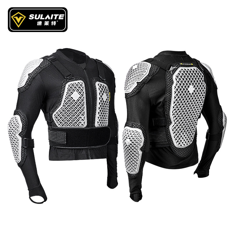 Motorcycle Gear Full Set - SULAITE เสื้อแจ็คเก็ตรถจักรยานยนต์ชุดกางเกงผู้ชายฤดูร้อนระบายอากาศได้ดีซิปเต็มตัวปรับเอวได้ชุดขี่มอเตอร์ไซค์สีดำสีขาวอุปกรณ์ทัวร์ริ่ง
