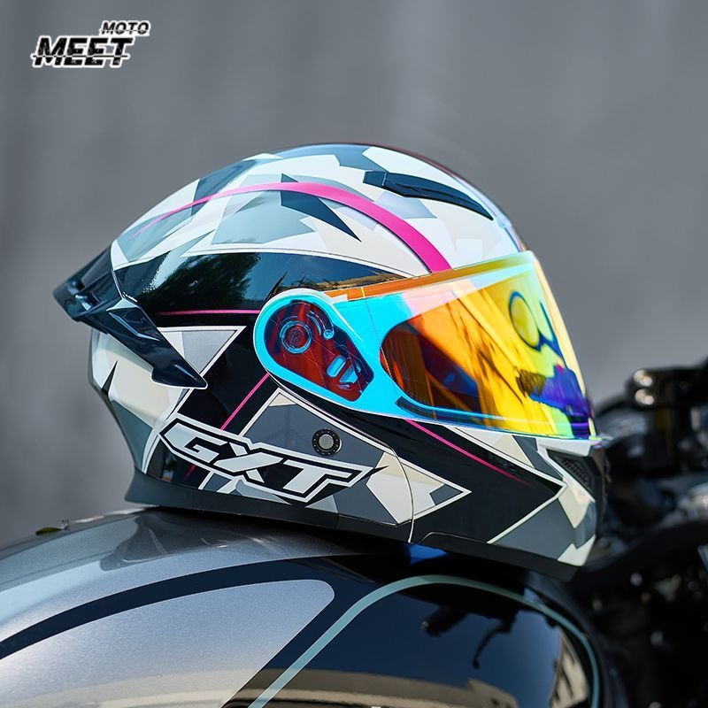 Motorcycle Gear For Woman - หมวกกันน็อคเต็มใบได้รับการรับรองจาก DOT อุปกรณ์ป้องกันการชนสำหรับรถจักรยานยนต์ หมวกกันน็อคแบบเปิดคางได้สำหรับผู้ชายและผู้หญิง พร้อมแผ่นบังแดดสองชั้น