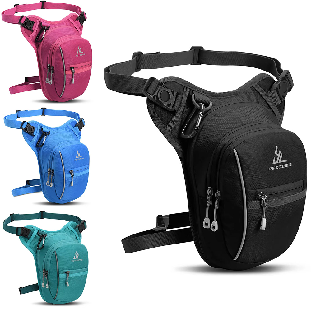Motorcycle Gear Bag - กระเป๋าใส่สนับขาสำหรับขี่มอเตอร์ไซค์, กระเป๋าคาดเอวแฟชั่น, กระเป๋าคาดต้นขาสำหรับกิจกรรมกลางแจ้ง, กระเป๋าสะพายข้างน้ำหนักเบา, พร้อมสายสะพายที่ถอดออกได้