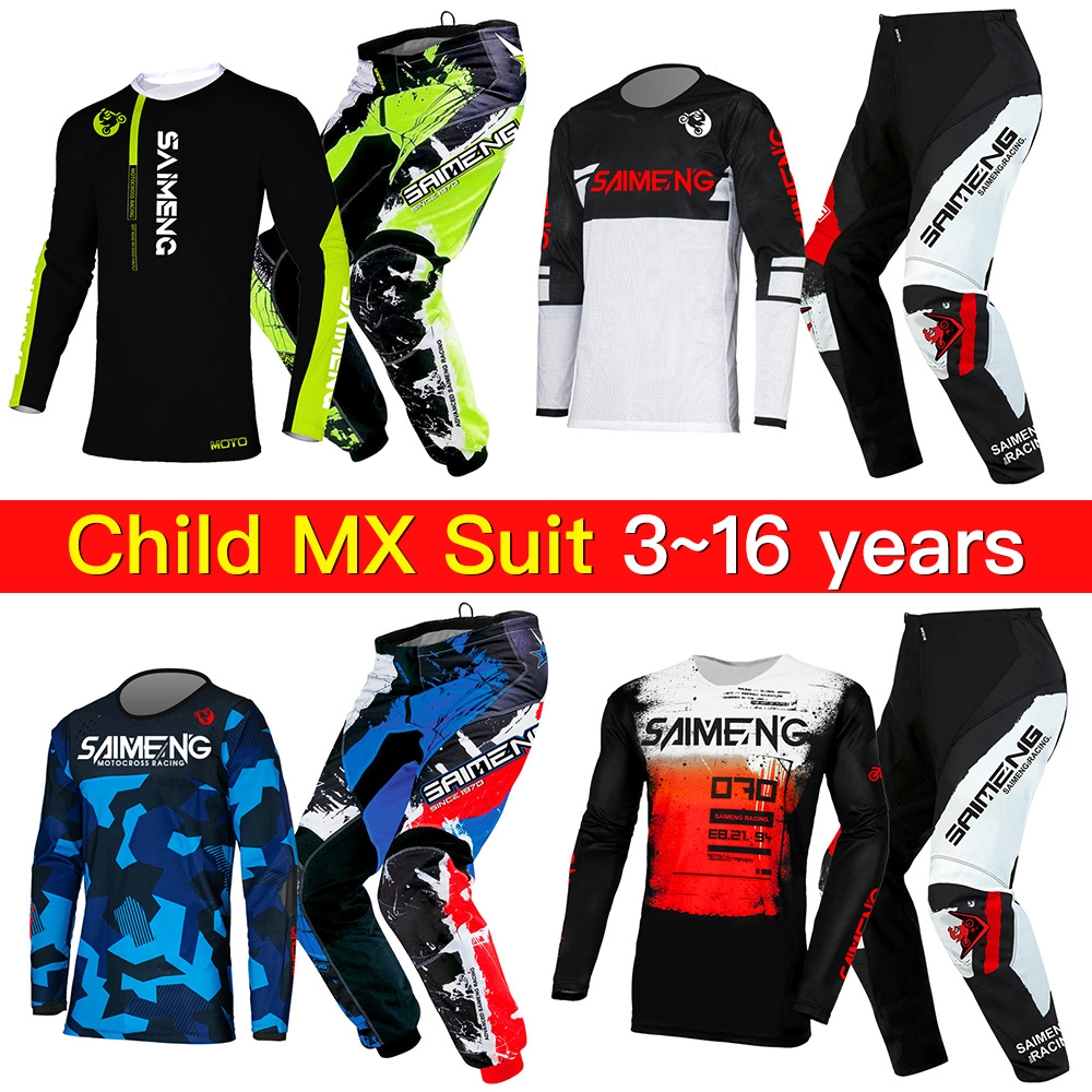 Motorcycle Gear For Kids - ชุดเอ็นดูโรสำหรับเด็ก ชุดมอเตอร์ไซค์เด็ก ชุดมอเตอร์ครอสเด็กชายและเด็กหญิง ชุดขี่มอเตอร์ไซค์ ปรับแต่งชื่อและหมายเลขได้ สำหรับเด็กอายุ