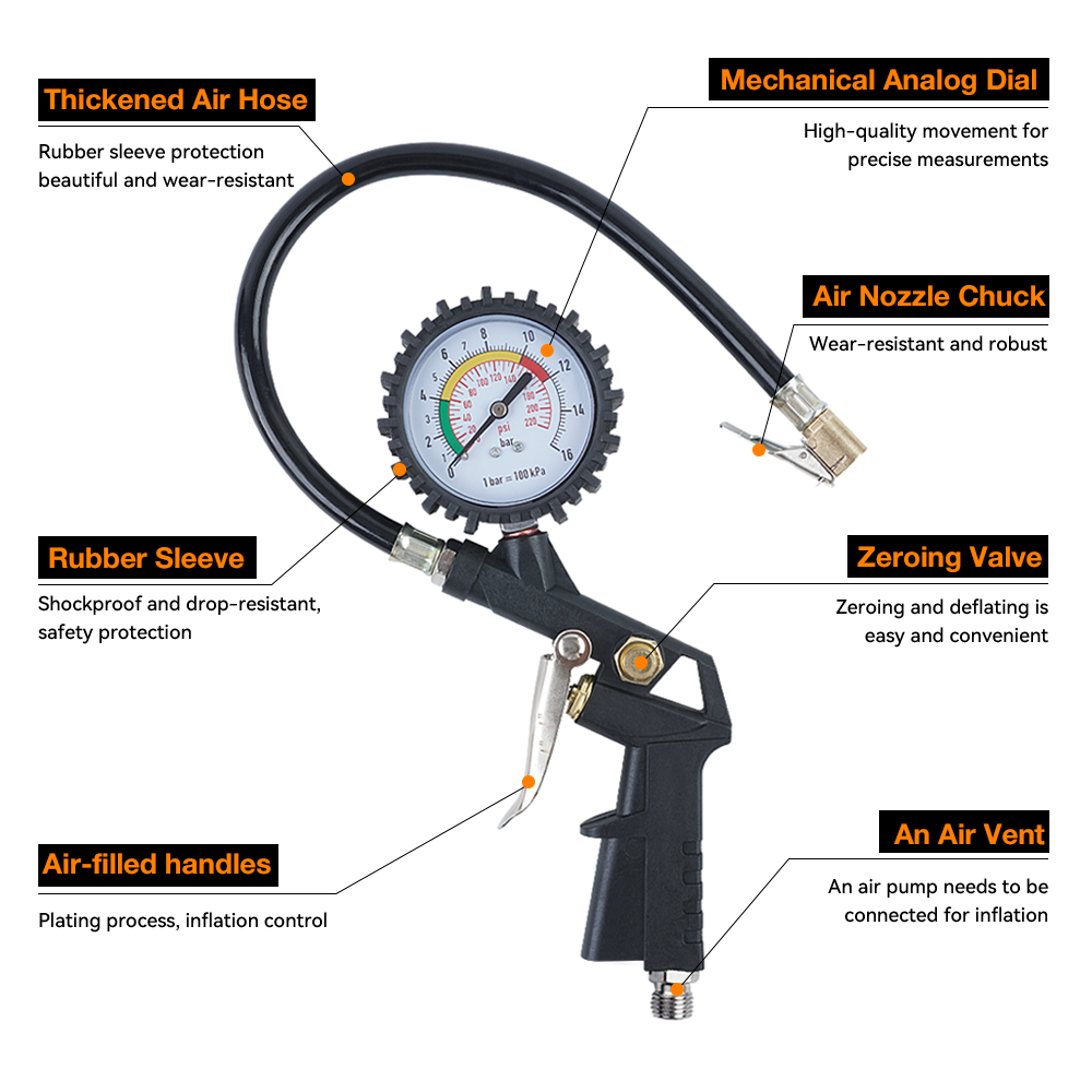 ปืนฉีดลมยาง เครื่องวัดแรงดันลม - Tyre Pressure Gauge บทวิจารณ์และราคา